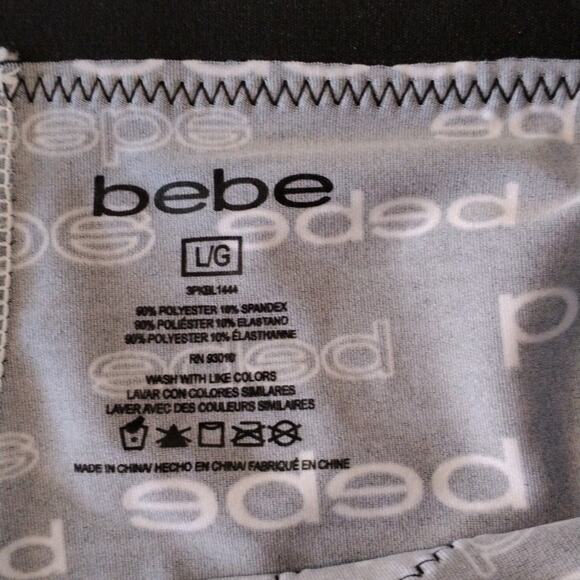 NEW! bebe Luxury Intimates Panty Size L Black Monogram Criss Cross Hi Cut - Picture 7 of 7